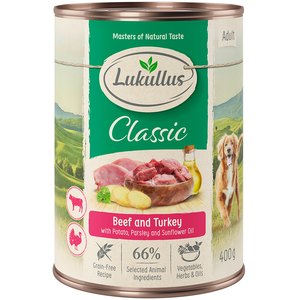 Lukullus Adult sans céréales 6 x 400 g pour chien - boeuf & dinde pas cher
