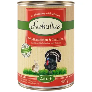 Lukullus Adult 6 x 400 g pour chien - lapin de garenne & dinde