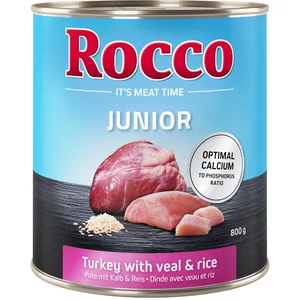 6x800g Junior dinde, coeurs de veau, riz Rocco - Nourriture pour chien pas cher