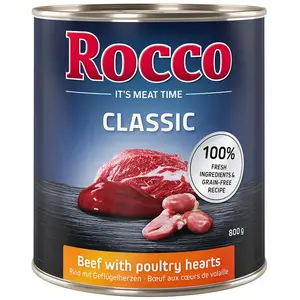 6x800g Classic boeuf, coeurs de volaille Rocco - Nourriture pour chien pas cher