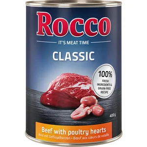 6x400g Classic boeuf, coeur de volaille Rocco - Nourriture pour chien pas cher