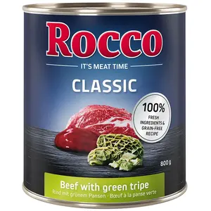 6x800g Classic boeuf, panses vertes Rocco - Nourriture pour chien pas cher