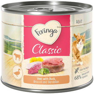 6x200g Menus Duo canard, veau, brocoli, pissenlit Feringa - Nourriture pour Chat pas cher