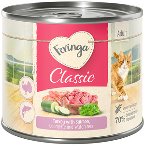 6x200g Menus Duo saumon, dinde, courgettes, cresson de fontaine Feringa - Nourriture pour Chat pas cher