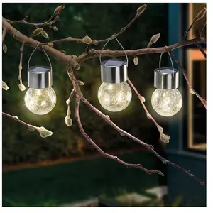 ESOTEC Ampoule solaire verre craquelé Gold à filament led, boite de 3