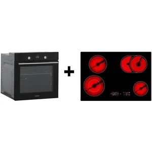 Respekta Four encastrable Set de cuisson autarcique verre noir vitrocé...