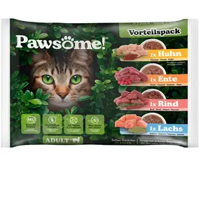 Pawsome Adult 4 x 85 g pour chat - lot mixte (4 variétés) pas cher