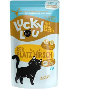 16x 125g Lucky Lou adulte volaille & cerf nourriture pour chat humide pas cher