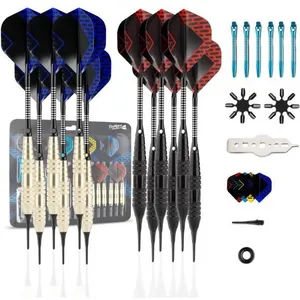 Comparateur de prix : DartPro Fléchettes avec pointe en plastique - 12 fléchettes pour cible...