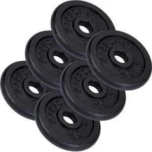 Comparateur de prix : Disques d'Haltères - SCSPORTS - 15 kg - 6 x 2,5 kg - Fonte - Noir