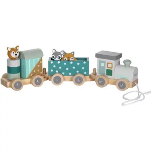 Petit train les animaux du zoo en bois étoiles multicolore - Kindsgut pas cher