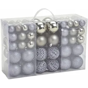 Spetebo - Boules de Noël incassables - 100pcs 3/4/6cm - Couleur : gris pas cher