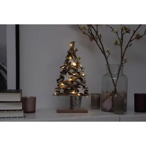 Sapin de Noël LED en bois 37 cm au look naturel