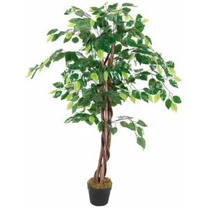 Spetebo Plante décorative 115cm - Modèle : Benjamini (large) pas cher