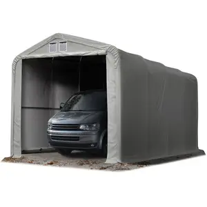 TOOLPORT Tente garage de stockage - PVC 850 - 4x8 m - Porte 3,5x3,5 m - GrisVendu paramazon