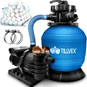 tillvex Système de Filtre à Sable 10 m³/h Bleu 5 Fonctions de Filtra... pas cher