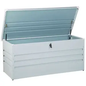 Comparateur de prix : BELIANI Coffre de rangement métal 132 cm 62 cm gris clair
