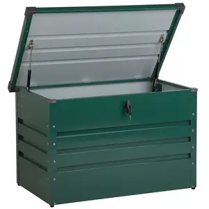 Beliani Coffre de rangement cebrosa métal 100 cm 62 cm vert foncé 118695 pas cher