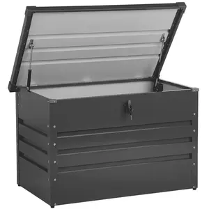 Beliani Coffre de Rangement CEBROSA Métal 100 cm - Gris Graphite pas cher