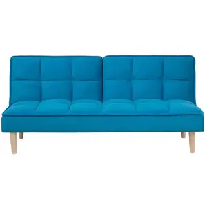 BELIANI Canapé convertible 3 places en tissu bleu SILJAN pas cher