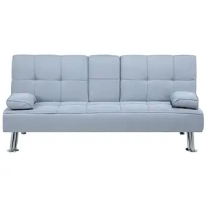 BELIANI Canapé convertible 3 places en tissu gris clair ROXEN pas cher