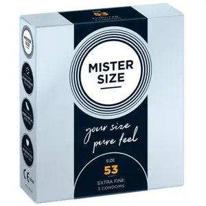 Comparateur de prix : Préservatifs Pure Feel 53 mm de Mister Size Boîte de 3