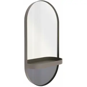 Remember - Miroir mural avec étagère oval Taupe Ovale pas cher