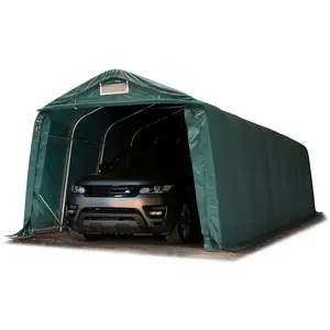 TOOLPORT 3,3x9,6 m, Tente garage, PVC 800, H. 2,1 m, vert foncé, avec statique (type de sol : béton)Vendu parcdiscount