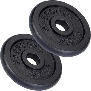 Comparateur de prix : Disques de musculation en fonte 2 20 kg 5 KG (2 x 2.5 KG) ScSports