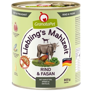6x800g Liebling's Mahlzeit boeuf, faisan Granatapet - Nourriture pour chien pas cher