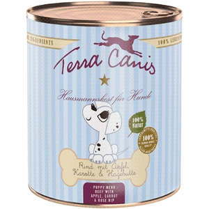 6x800g Terra Canis Menu boeuf, pomme, carotte, cynorrhodon - Pâtée pour chien pas cher