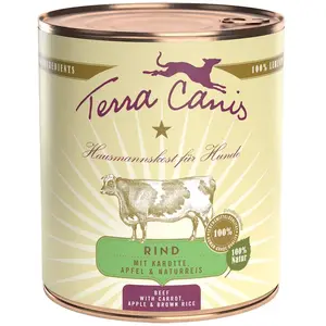 Comparateur de prix : 6x800g boeuf, carotte, pomme, riz complet Terra Canis - Nourriture pour chien