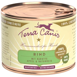 Comparateur de prix : 6x200 g boeuf, carotte, pomme, riz complet Terra Canis Nourriture pour chien