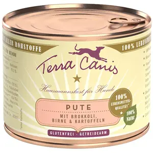 Comparateur de prix : 6x200g Terra Canis dinde, brocoli, poire, pomme de terre - Pâtée pour chien