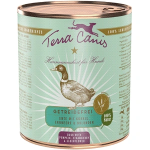 Comparateur de prix : 6x800g Terra Canis sans céréales canard, potiron, fraises et sureau - Pâtée pour chien