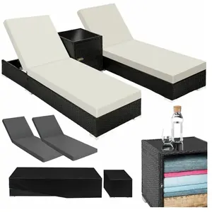 Comparateur de prix : TECTAKE Bain de soleil duo 5 positions avec 2 sets de housses + housse...