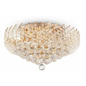 Comparateur de prix : Maytoni Karolina plafonnier semi-encastré or et cristal, 9 lumières, e14