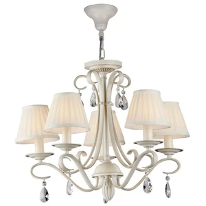 Maytoni Brionia Lustre beige avec abat-jour en satin plissé, 5 lumières, E14 pas cher