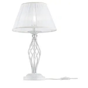 Grace Lampe de table blanche avec or et cristal, 1 lumière, E14