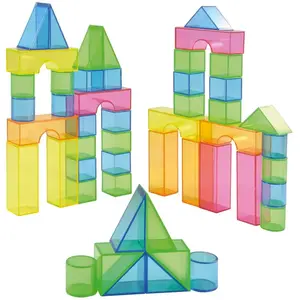 Eduplay Set blocs transparents, 50 pièces, cube 3,2 cm, 5 formes 6 couleurs pas cher