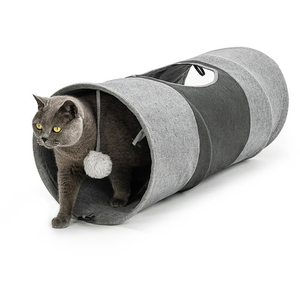 Comparateur de prix : lionto Tunnel pour Chats avec Balle de Jeu, 30x70 cm, Tunnel de Jeu Pliable et Extensible en Faux Lin Facile à Entretenir pour Chats, Jouet Robuste pour Chats, 30 cm