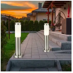 Etc-shop - 2 x lampadaires acier inoxydable polycarbonate éclairage ja... pas cher
