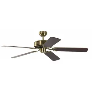 Comparateur de prix : Pepeo GmbH Ventilateur de plafond sans éclairage Potkuri Laiton Antique, lames réversibles Noyer ou Noyer avec rotin, 132 cm
