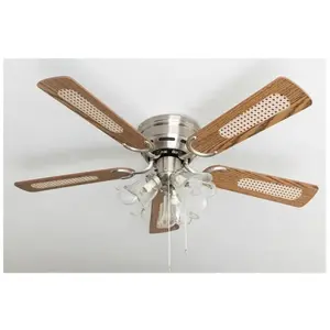 Pepeo - Ventilateur de plafond Kisa Deluxe bn Chêne / Noyer avec éclairageVendu paramazon