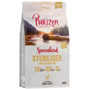400g Adult Sterilised poulet, poisson sans céréales Purizon Croquettes pour chat : -15 % ! pas cher