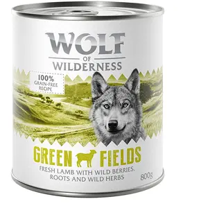 6x800g Green Fields agneau 0% céréales Wolf of Wilderness - Nourriture pour chien pas cher