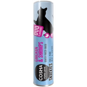 23g Cosma Snackies DUO 2 en 1 Friandises lyophilisées blanc de poulet, crevettes pas cher