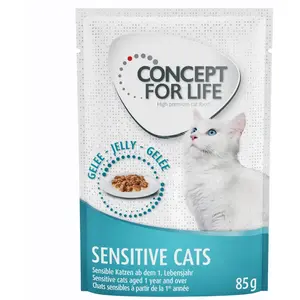 12x85g Sensitive Cats en gelée Concept for Life - Sachets et Boîtes pour Chat pas cher
