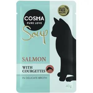 12x40g Cosma Soup saumon, courgette - Pâtée pour chat pas cher