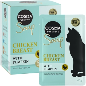 12x40g Cosma Soup blanc de poulet, potiron - Pâtée pour chat pas cher